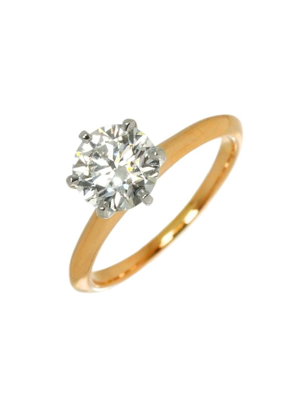 Tiffany & Co Solitaire Diamond I Ring 18k Pink Gold 750 Pt